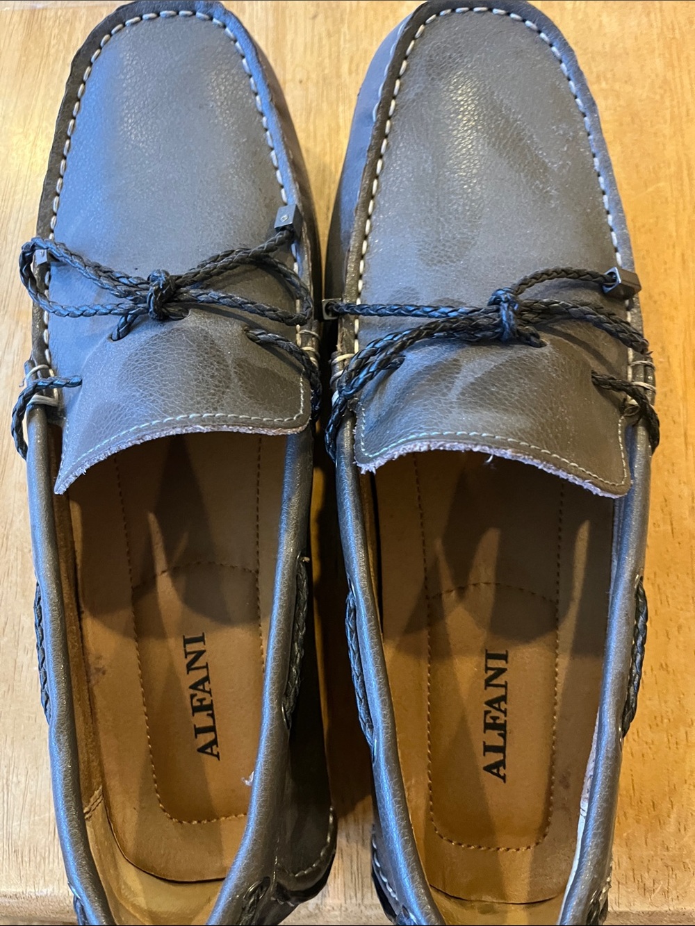 Alfani Gray Braided Lace Leather Driving Loafers
